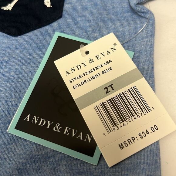 Andy and Evan Blue Dinosaur pocket tee NWT size 2T - Picture 4 of 6